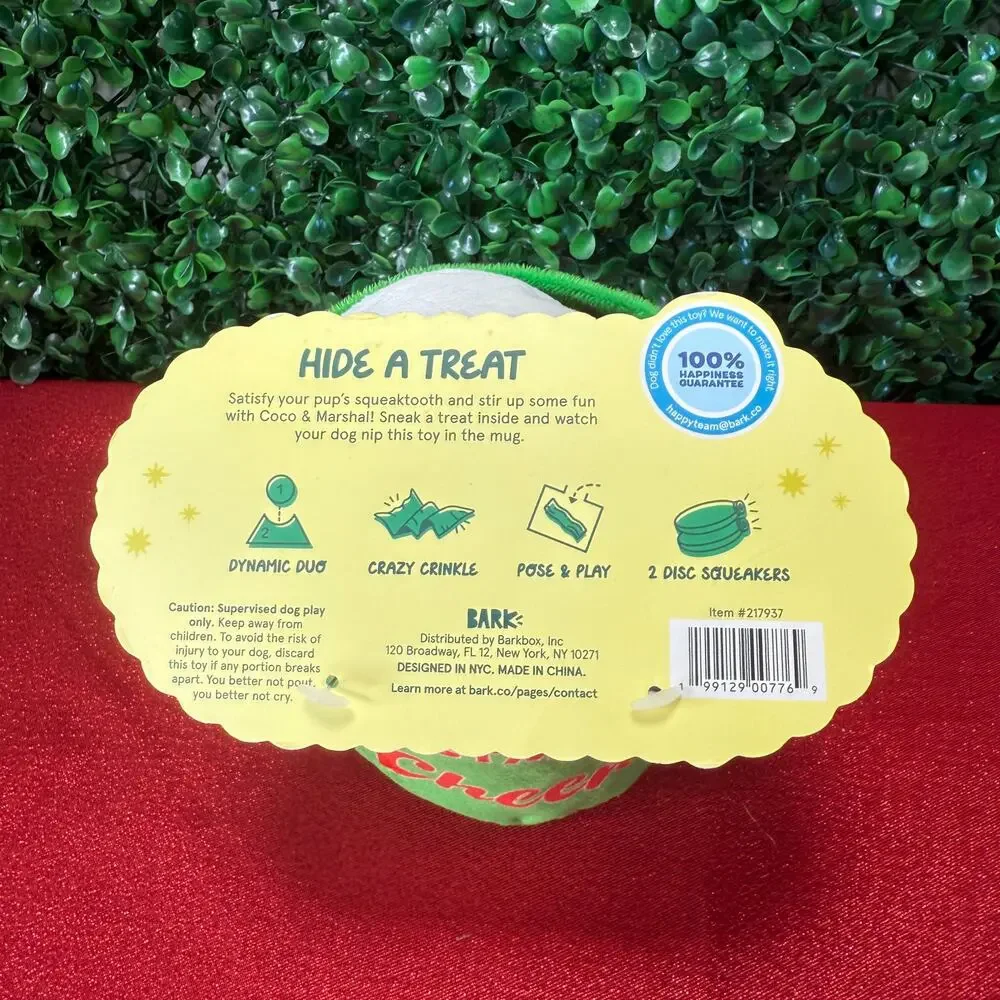 BARK Coco & Marshal 2-in-1 Plush Dog Toy - Treat Trap Squeaky Marshmallow NWT